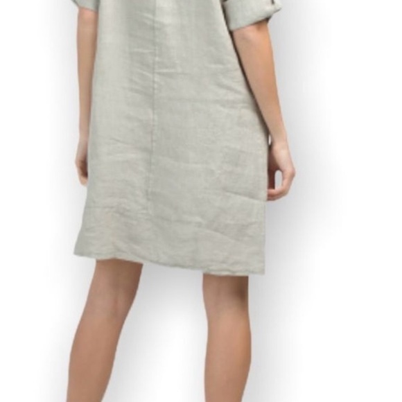 Rosemarine Lagenlook Natural Taupe 100% Linen Sheath Dress Women's Large - Picture 5 of 14